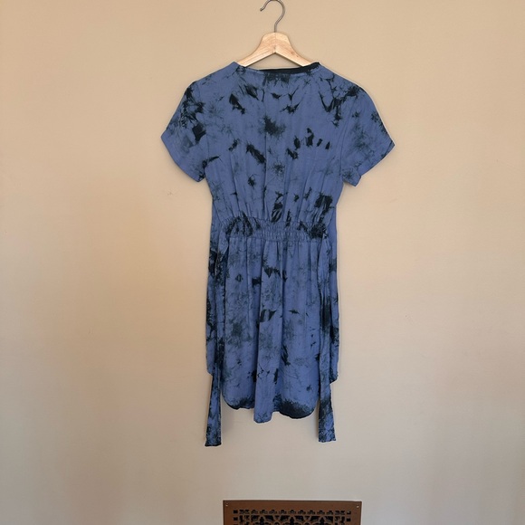 Anthropologie Blue Wrap Tie Front Mini Dress - Picture 2 of 3